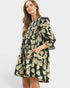 Black Floral Smocked Ruffle Mini Dress