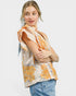 Marigold Floral Contrast Trim Flutter Sleeve Cotton Blouse