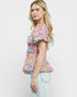 Pink & Orange Floral Lace-Up Peplum Top