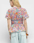 Pink & Orange Floral Lace-Up Peplum Top