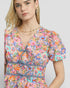 Pink & Orange Floral Lace-Up Peplum Top