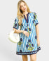 Ocean Floral Stripe Trim Shift Dress