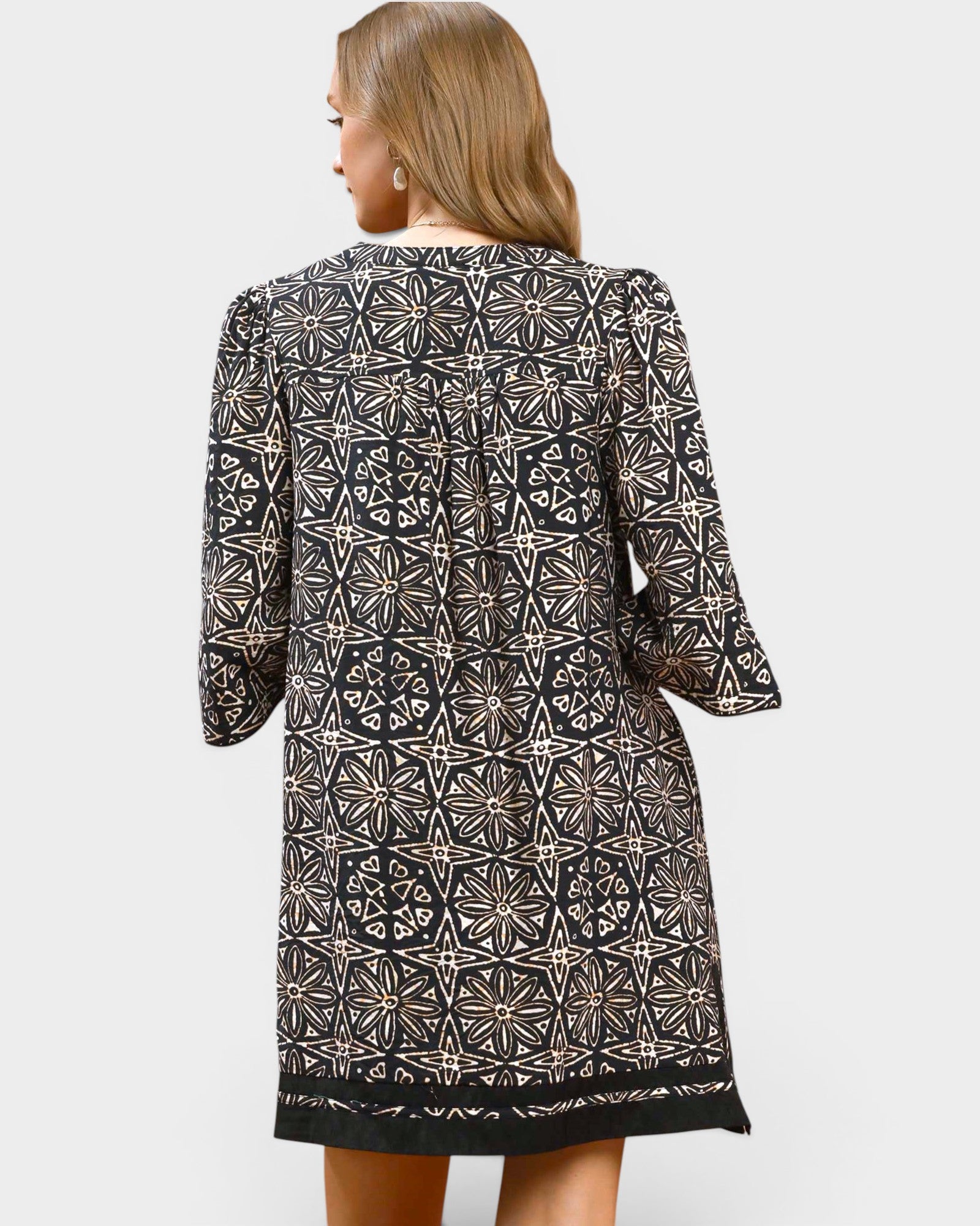 Black Geometric Print Mini Dress