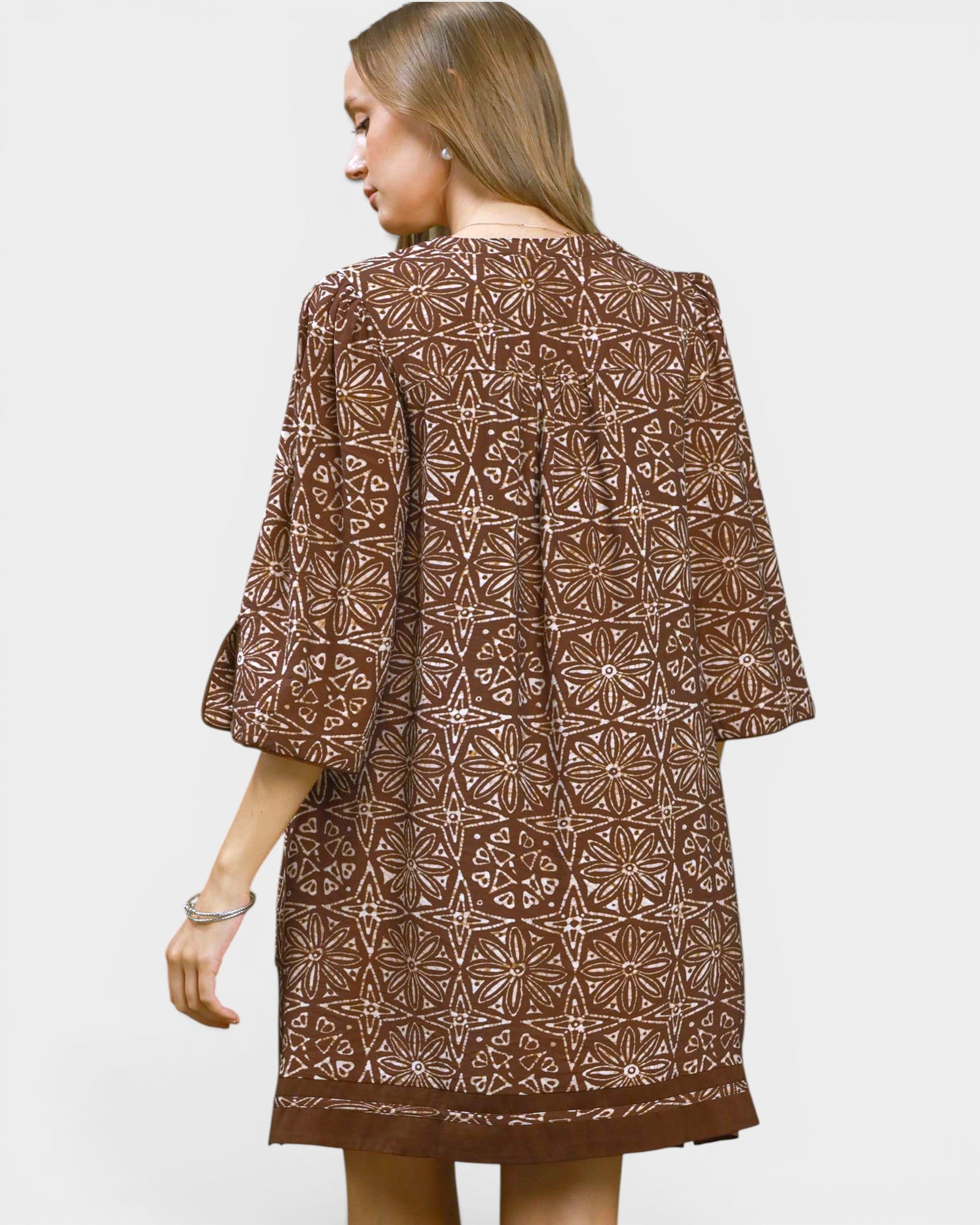 Brown Geometric Print Mini Dress
