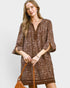 Brown Geometric Print Mini Dress