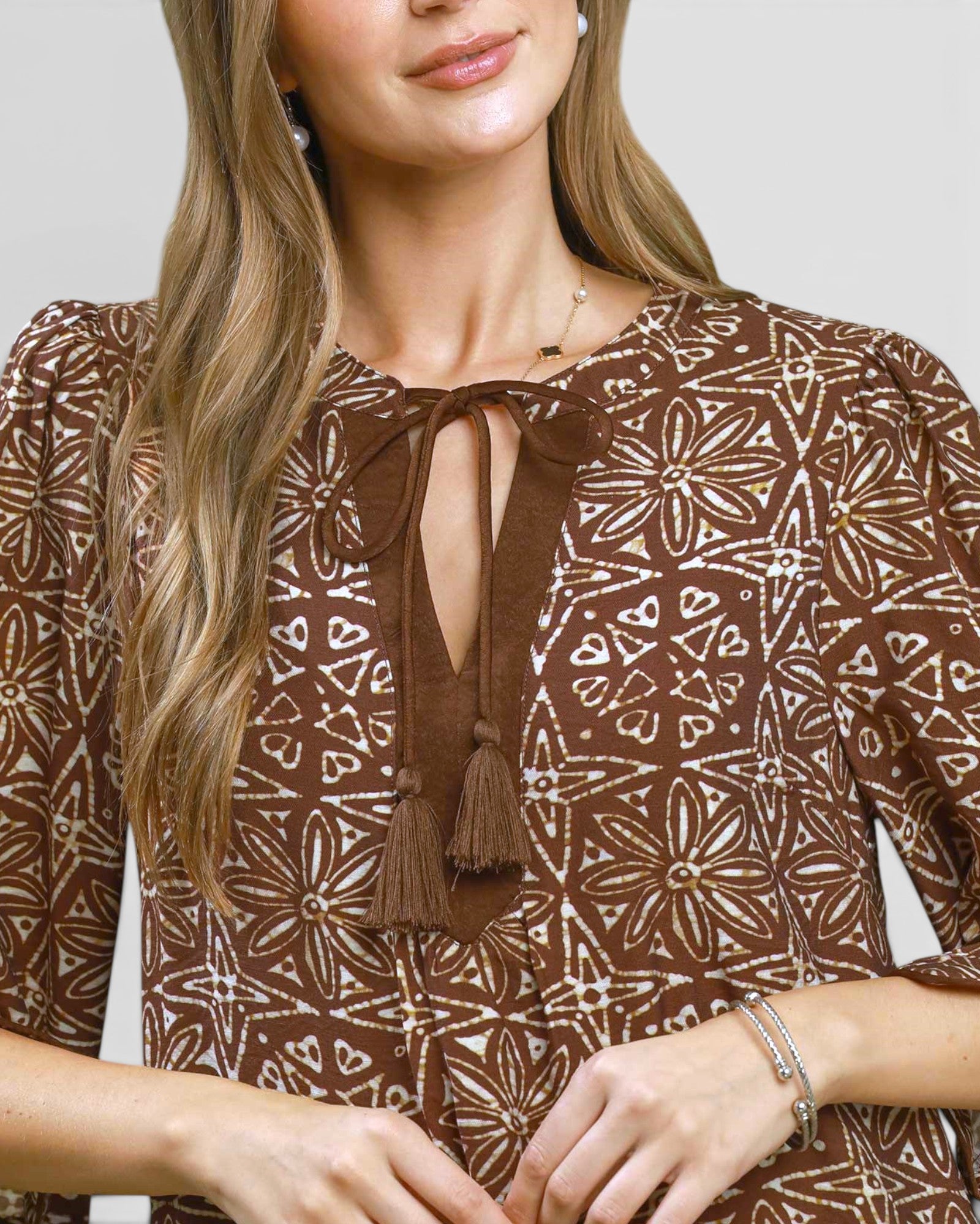Brown Geometric Print Mini Dress