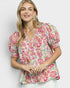 Pink Paisley Puff Sleeve Blouse