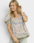 Blue Paisley Puff Sleeve Blouse