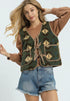 Forest Mix Aztec Sherpa Tie Front Vest