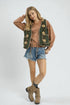 Forest Mix Aztec Sherpa Tie Front Vest