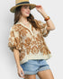 Taupe Floral Puff Sleeve Top