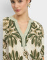 Olive Floral Puff Sleeve Top
