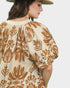 Taupe Floral Puff Sleeve Top