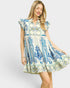 Cerulean Ruffle Sleeve Mini Dress