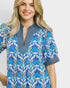 Blue Floral Cotton Mini Dress