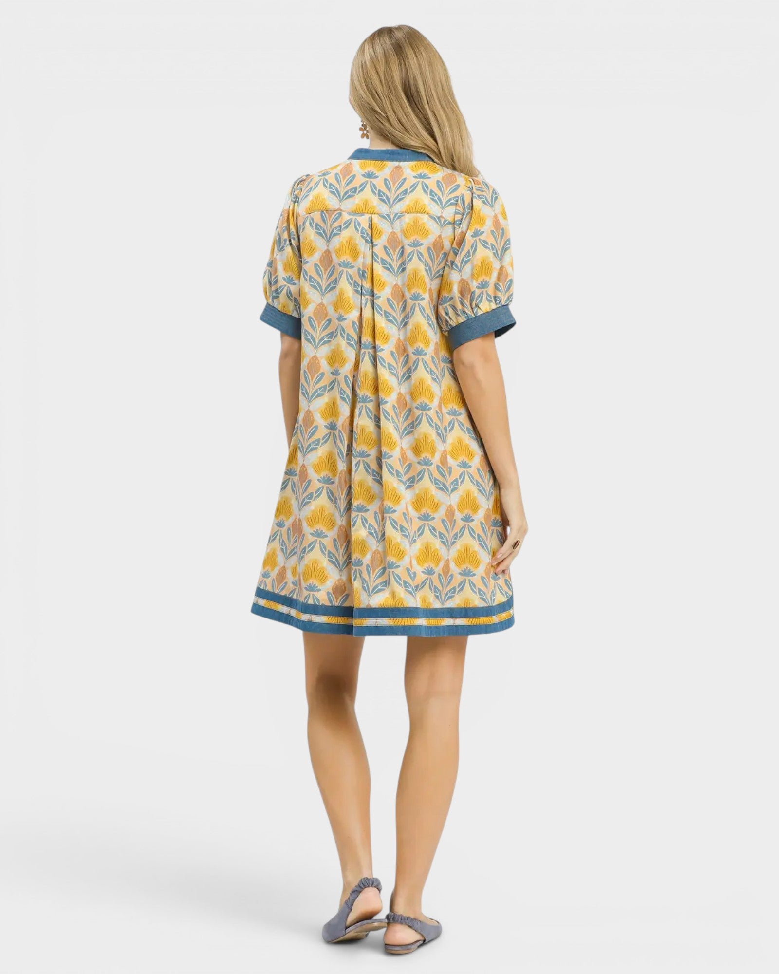 Marigold Floral Cotton Mini Dress