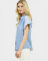 Blue & White Gingham Button Front Blouse