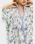 Ivory & Blue Floral Contrast Trim Blouse