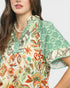Sage Mixed Print Ruffle Neck Top