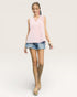Pink & White Striped V-Neck Tank Top