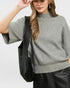 Heather Gray Short Sleeve Mock Neck Sweater