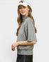 Heather Gray Short Sleeve Mock Neck Sweater