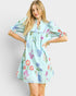 Seafoam Floral Ruffle Mini Dress