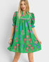 Island Green Floral Ruffle Mini Dress