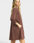 Mocha Embroidered Trim Mini Dress