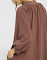 Mocha Embroidered Trim Mini Dress