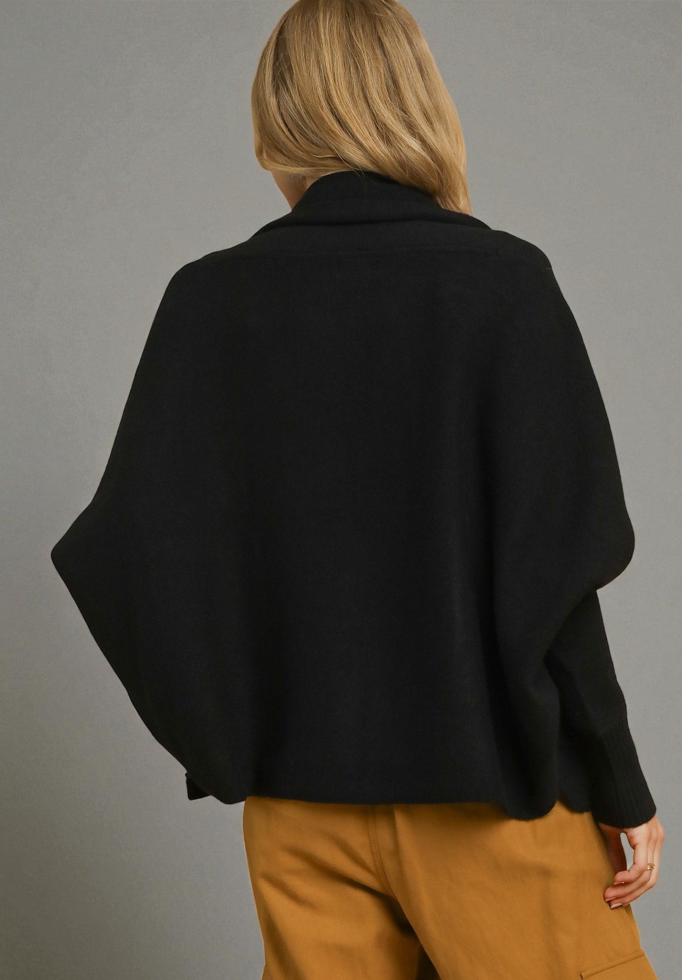Black Cocoon Open Front Cardigan