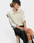 Ivory Ribbed V-Neck Sweater Vest