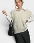 Ivory Ribbed V-Neck Sweater Vest