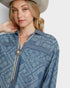 Dusty Blue Bandana Print Button Down Shirt