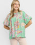 Mint Multi Floral Boho Blouse