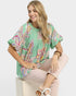 Mint Multi Floral Boho Blouse