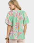 Mint Multi Floral Boho Blouse