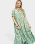 Sage Paisley Tiered Midi Dress