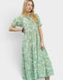 Sage Paisley Tiered Midi Dress