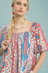 Ivory & Coral Floral Stripe Puff Sleeve Top