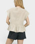 Ivory Pinstripe Smocked Flutter Sleeve Top