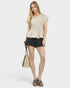 Ivory Pinstripe Smocked Flutter Sleeve Top