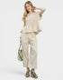 Ivory Pinstripe Smocked Flutter Sleeve Top