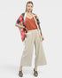 Ivory Pinstripe Scallop Hem Wide Leg Pants