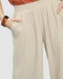 Ivory Pinstripe Scallop Hem Wide Leg Pants