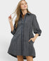 Navy Plaid Tiered Shirt Dress