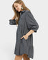 Navy Plaid Tiered Shirt Dress