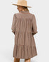 Rust Plaid Tiered Shirt Dress