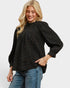 Black Dot Textured Puff Sleeve Blouse