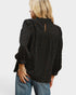 Black Dot Textured Puff Sleeve Blouse